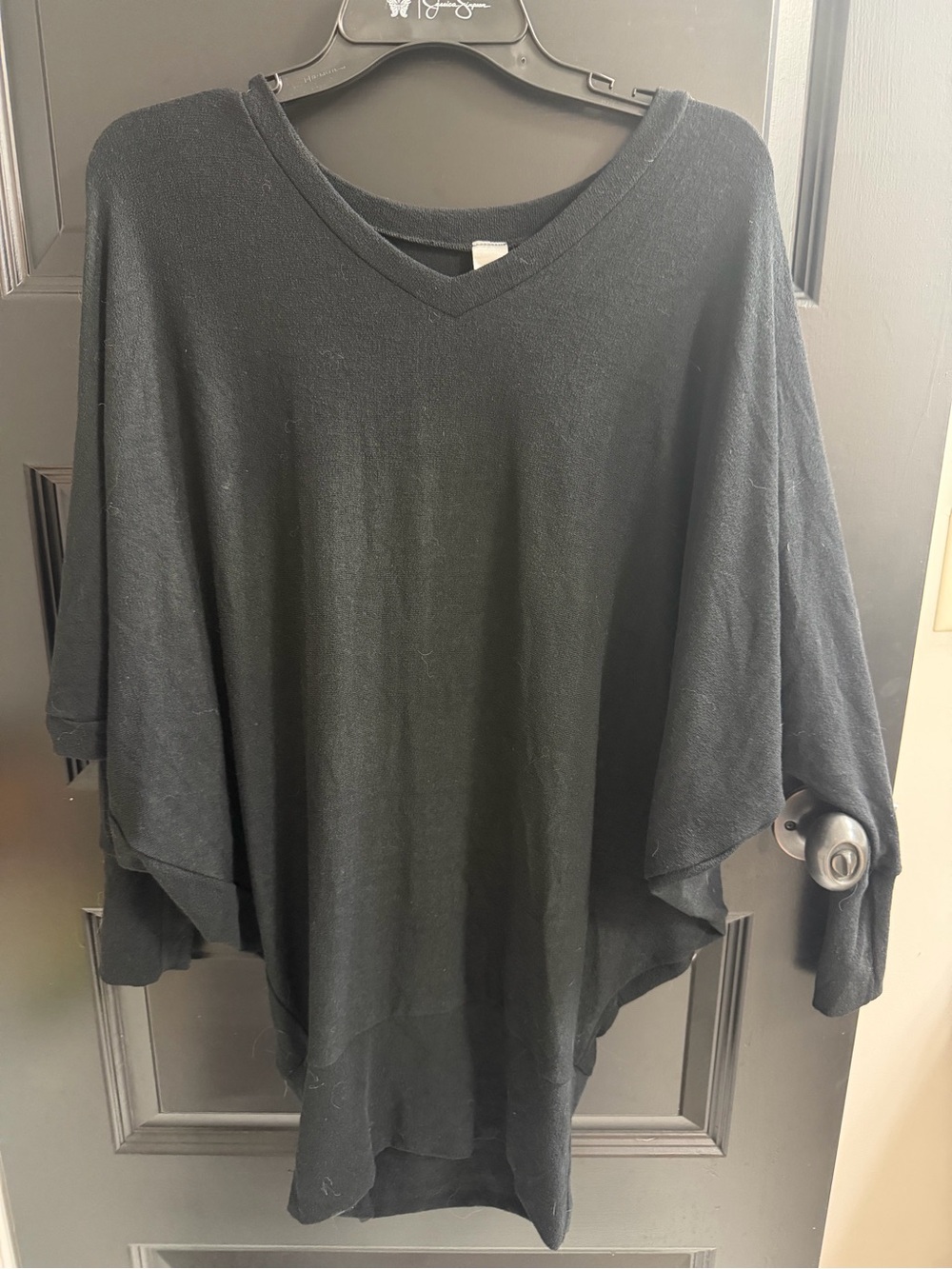 GO Couture Black Layered Dolman Sleeve Hi-Low Tunic Top Small Made USA